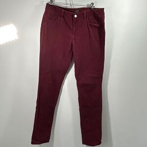 Ann Taylor Curvy Skinny Pants – Brushed Twill / Peachskin – Burgundy – Size 8
